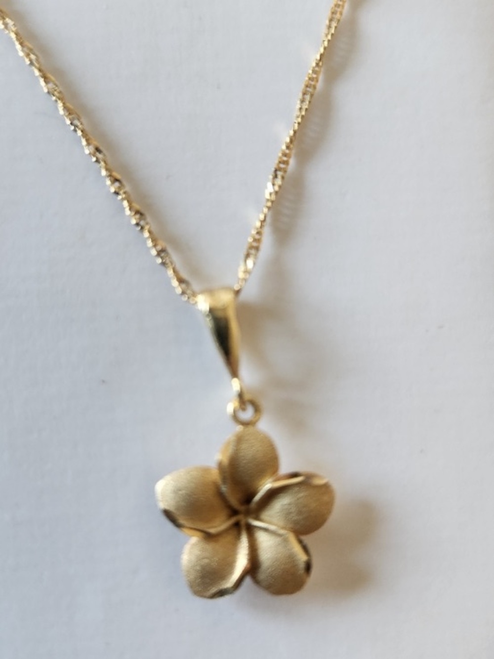 14K Yellow Gold Plumeria Flower Pendant